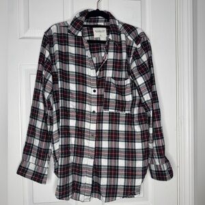 ABERCROMBIE AND FITCH soft af red green plaid button down size small